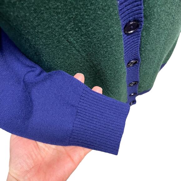 Ports 1961 Sweater Dress Cardigan Tunic Sz L Merino Wool Navy Colorblock Classic - Picture 6 of 9